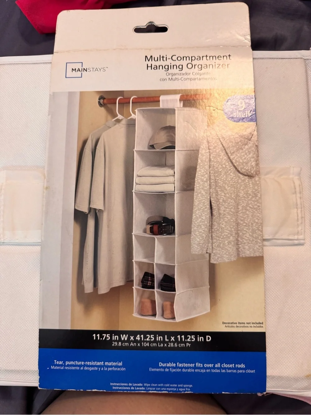 Mainstays White 9-Compartment Hanging Closet Organizer